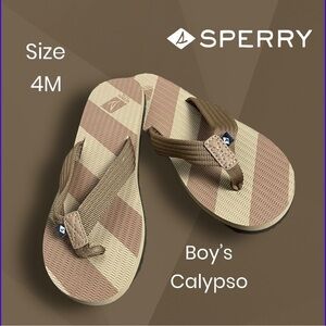 SPERRY Youth Calypso Sandals Size 4M Brown and Tan Like New!